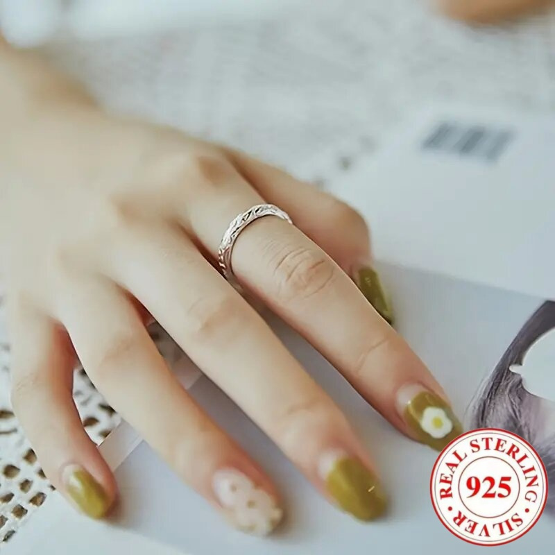 925 Silver Pattern Ring for Women's Daily Casual Party Jewelry